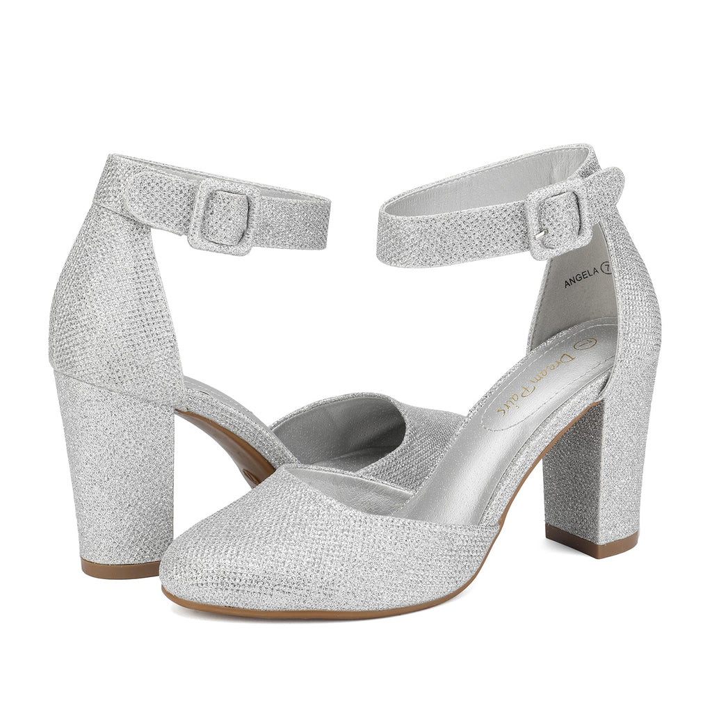 Round Toe Chunky Heel Pumps