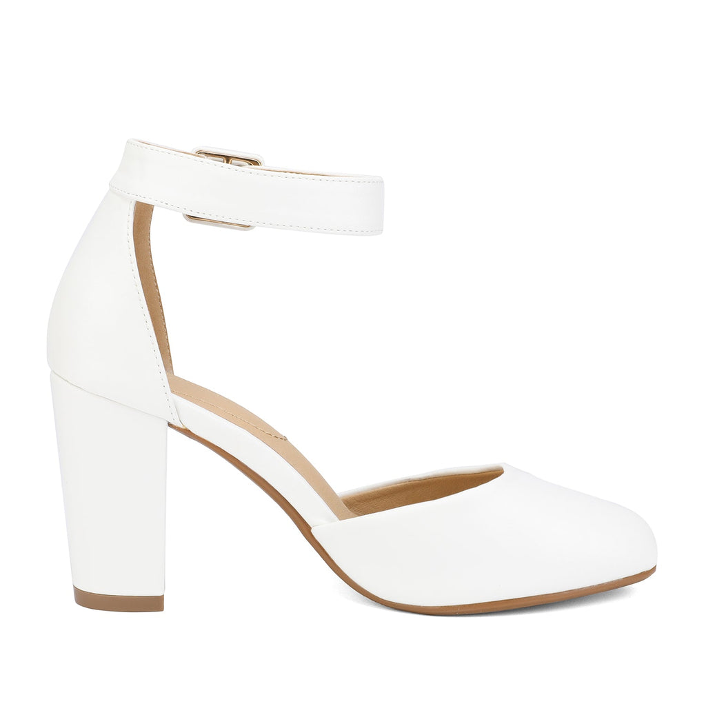Round Toe Chunky Heel Pumps