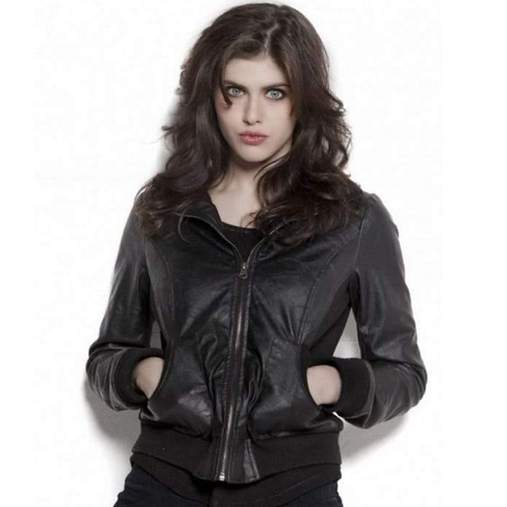 Alexandra Daddario Leather Jacket