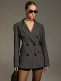 Pinstripe Double-Breasted Blazer