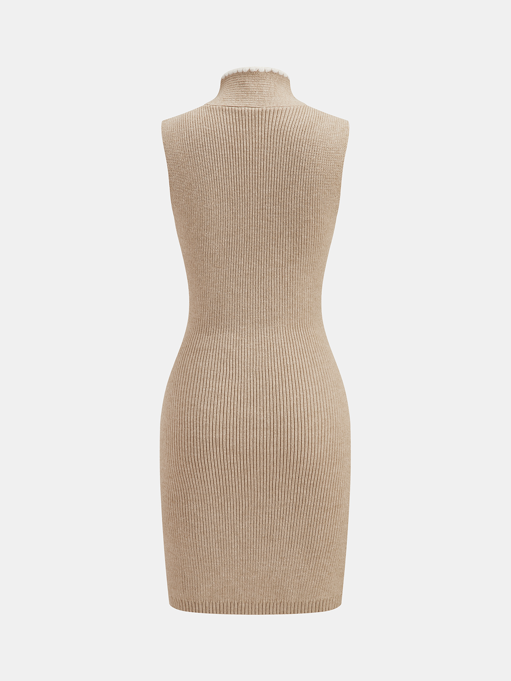 Contrast Trim Tie-Neck Sleeveless Knit Dress
