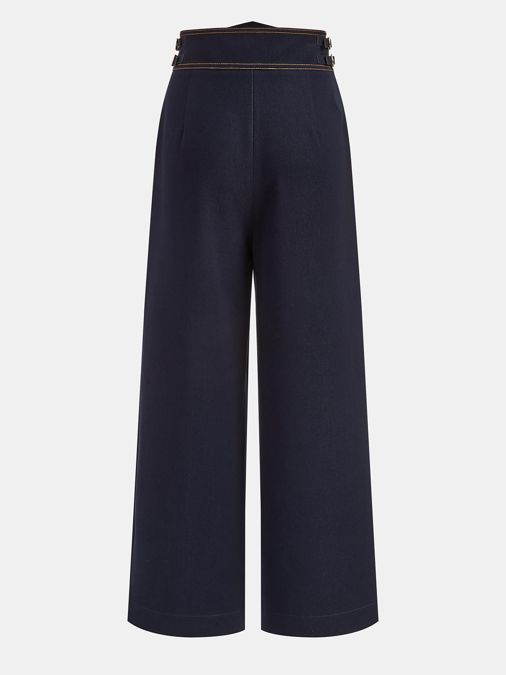 High-Waisted Metal Button Faux Denim Pants