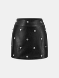 Stud Detail Faux Leather Mini Skirt