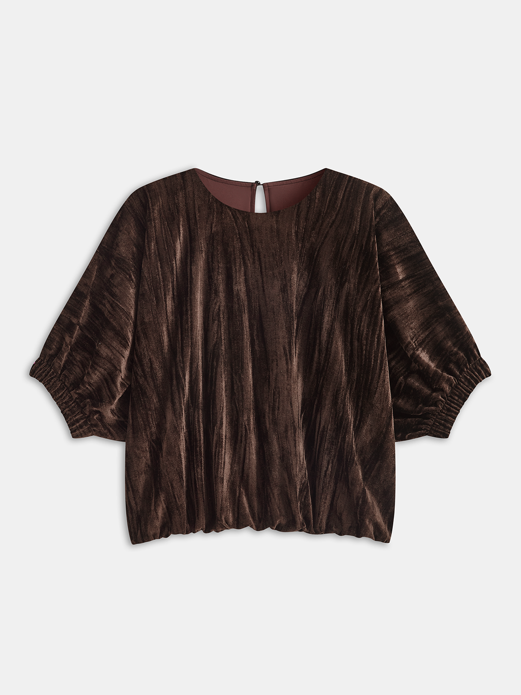 Velvet Batwing-Sleeve Crop Top
