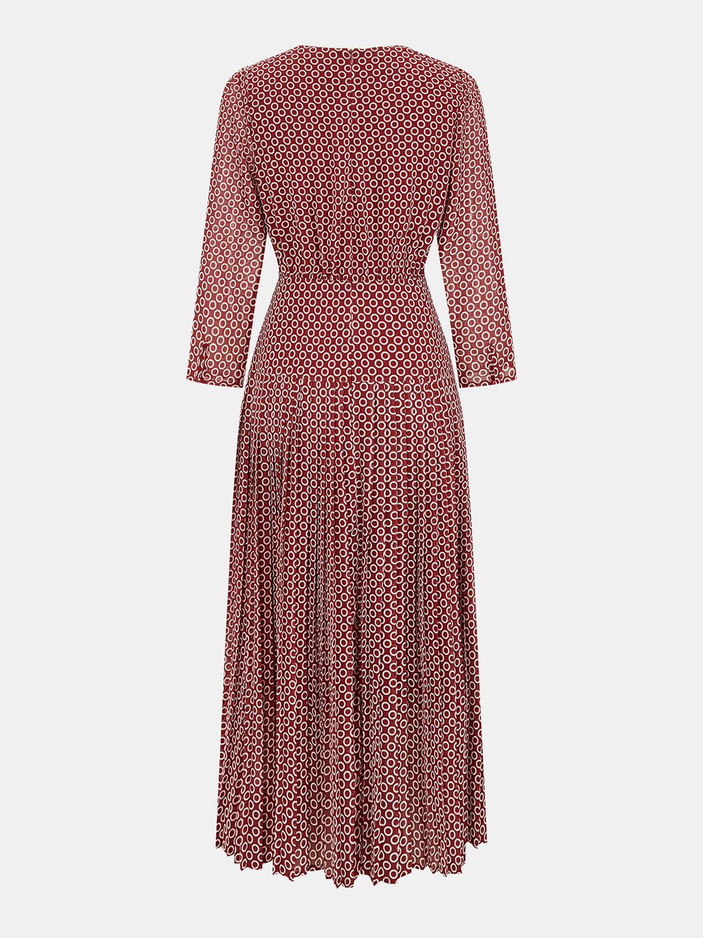 Geometric Print Chiffon Pleated Maxi Dress