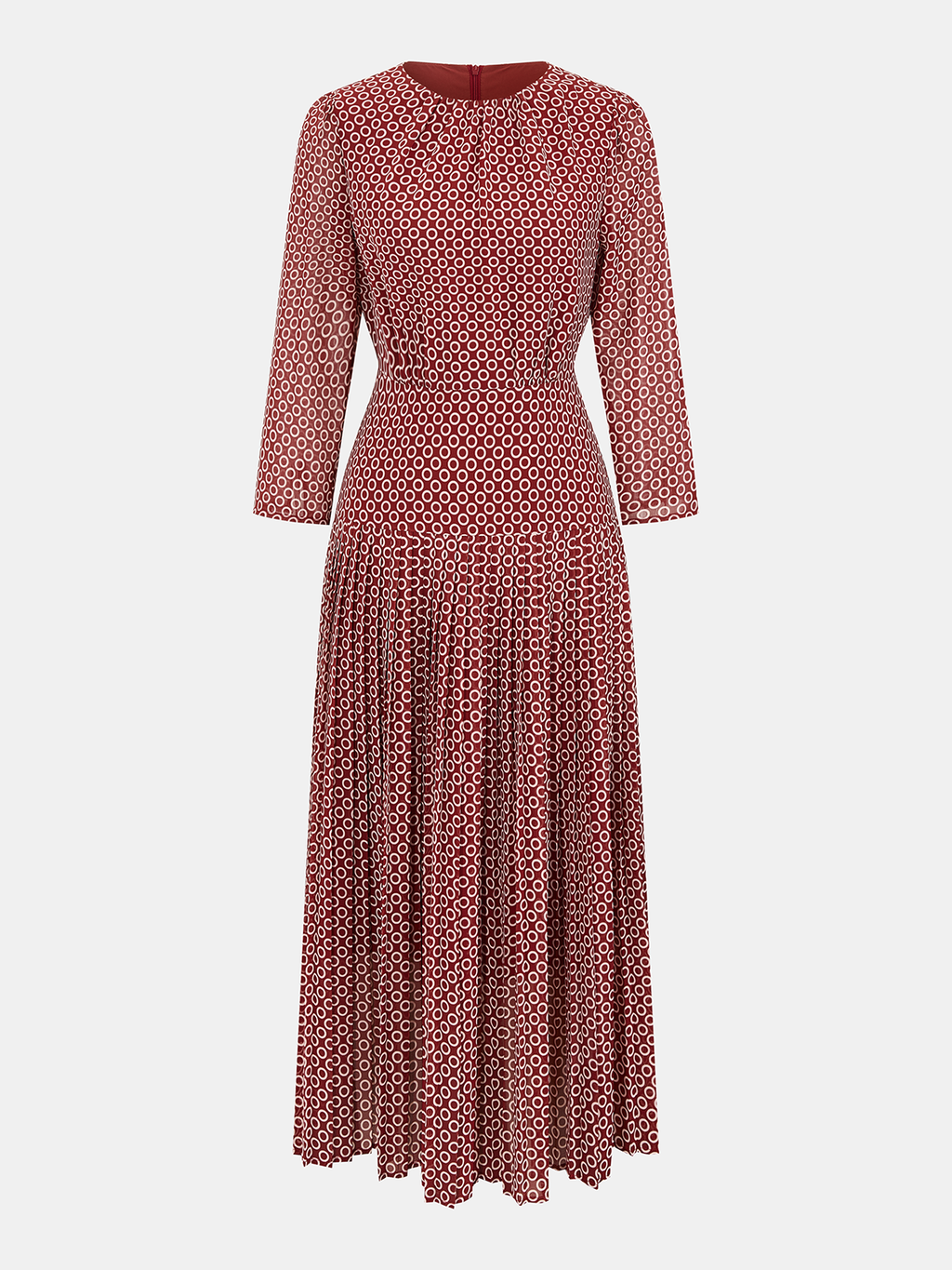 Geometric Print Chiffon Pleated Maxi Dress