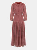Geometric Print Chiffon Pleated Maxi Dress