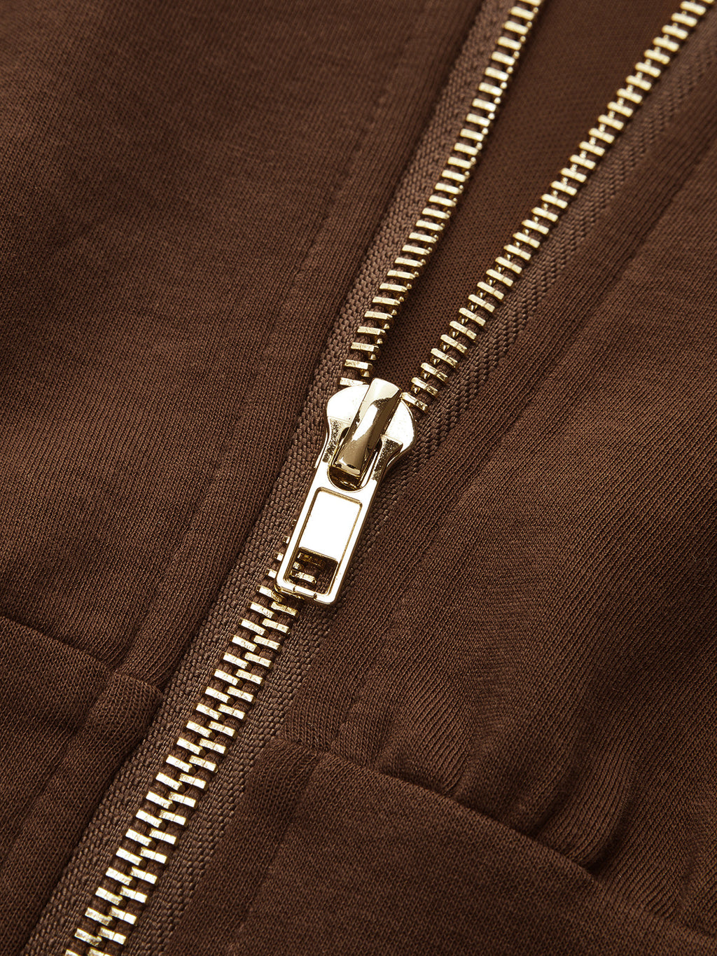 Cotton Blend Lantern-Sleeve Zip-Front Jacket