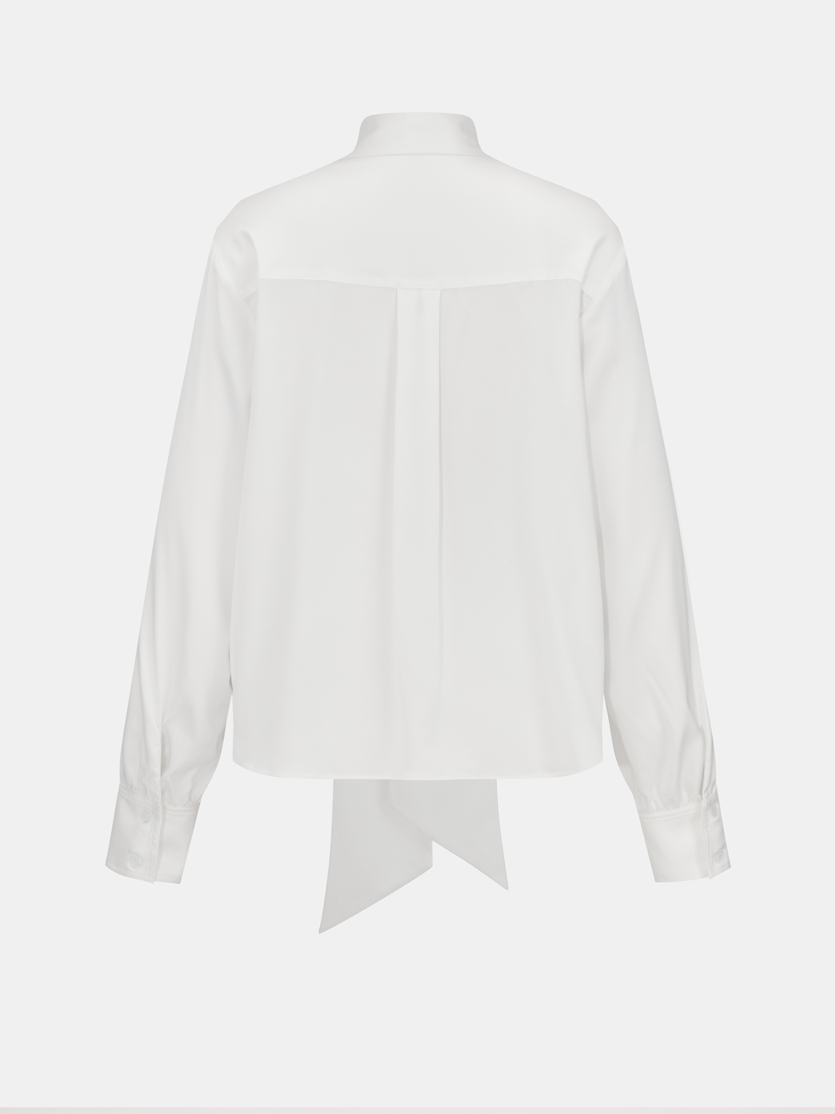 Semi-Sheer Satin Tie-Neck Long-Sleeve Blouse