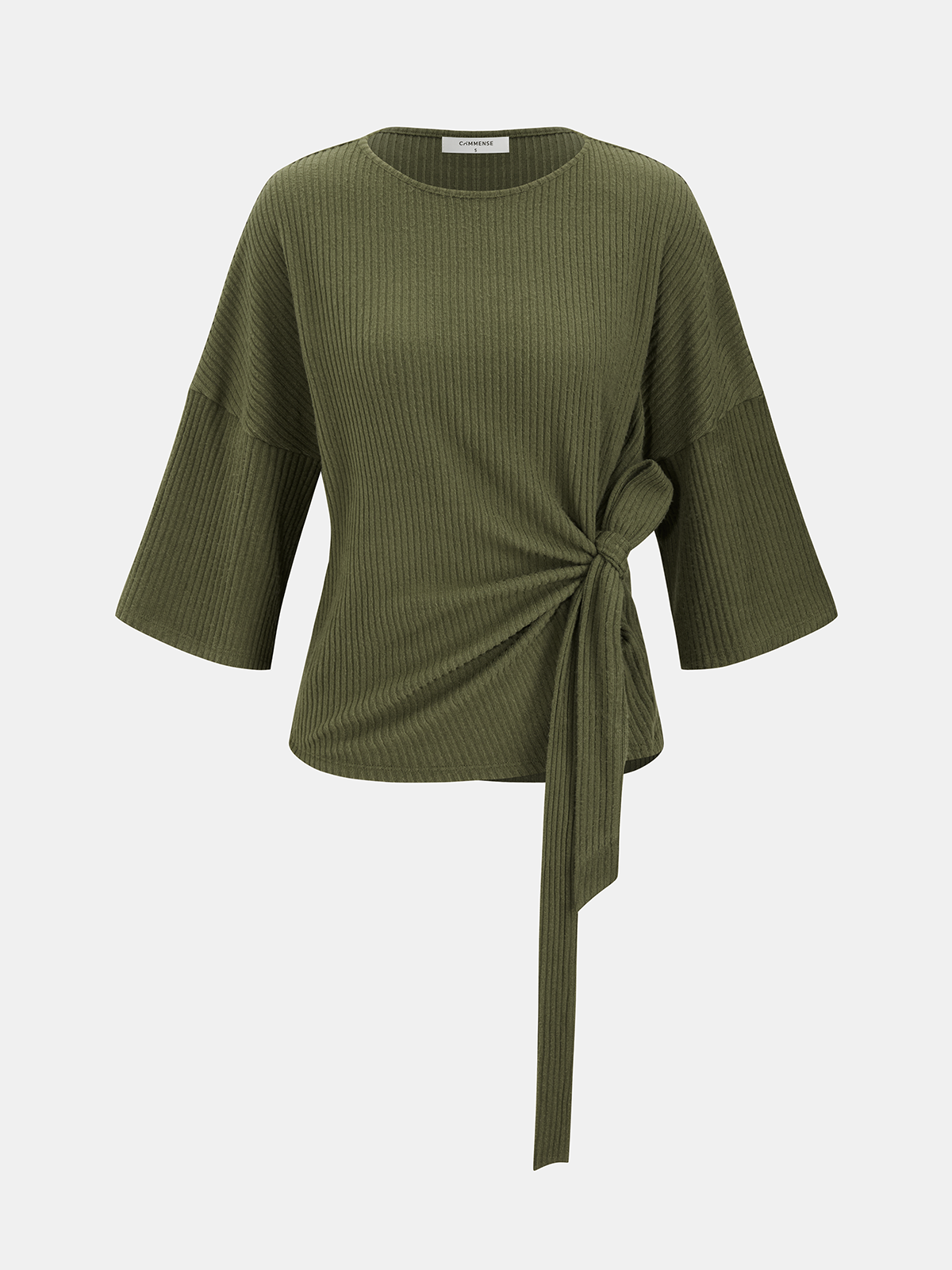 Ribbed Twist-Front Top & Wide-Leg Pants Set