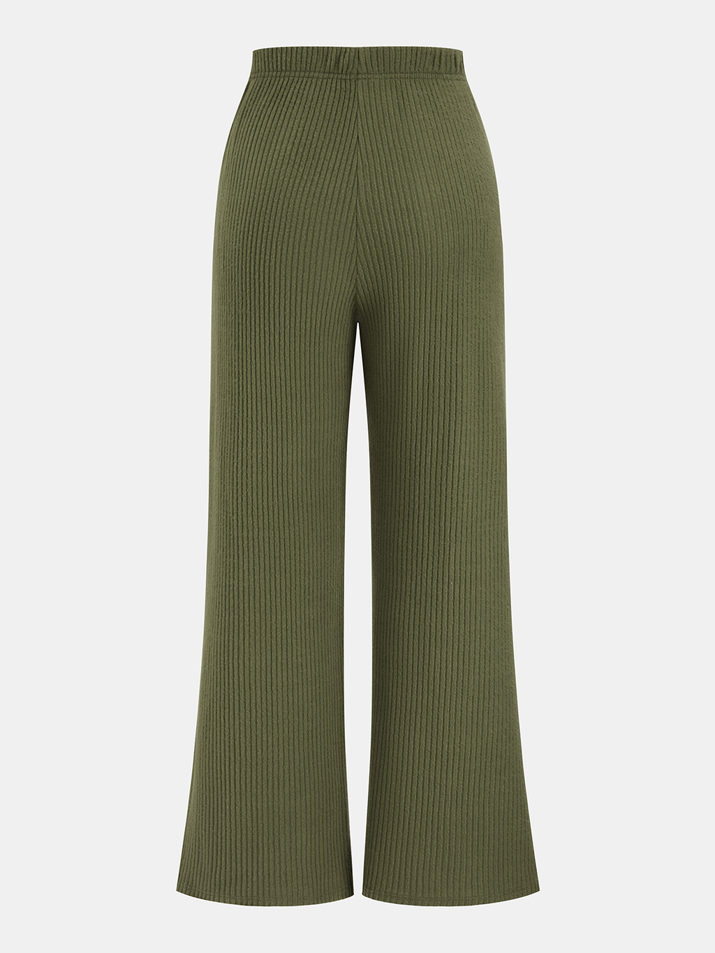 Ribbed Twist-Front Top & Wide-Leg Pants Set
