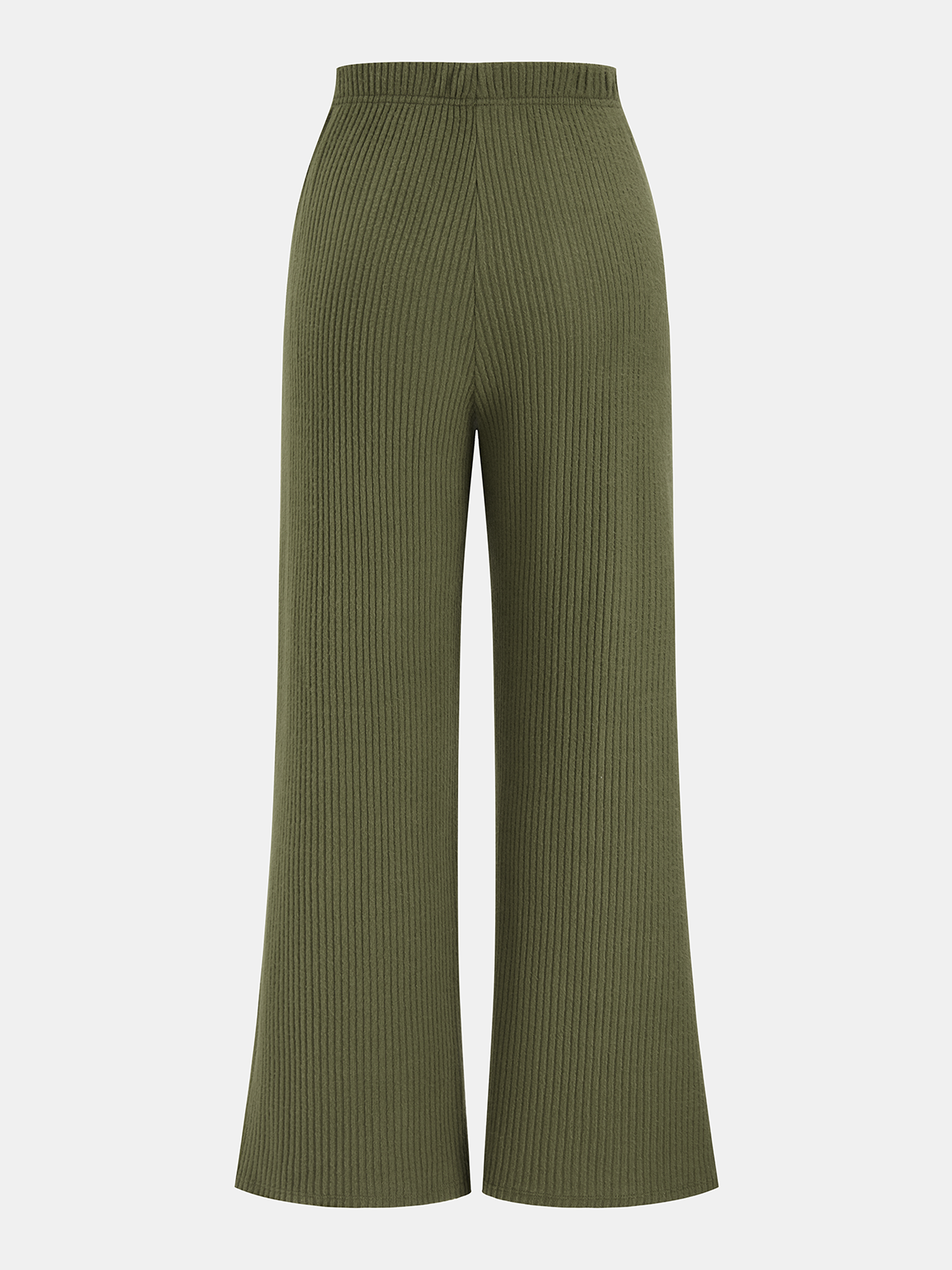 Ribbed Twist-Front Top & Wide-Leg Pants Set