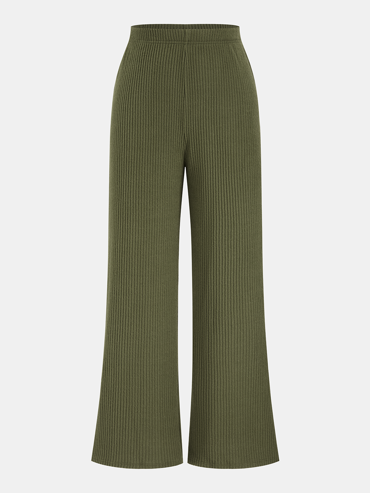 Ribbed Twist-Front Top & Wide-Leg Pants Set