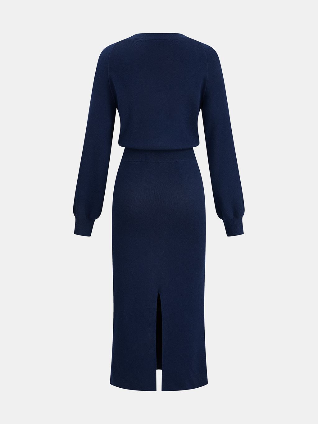 Wool-Blend V-Neck Knit Maxi Dress