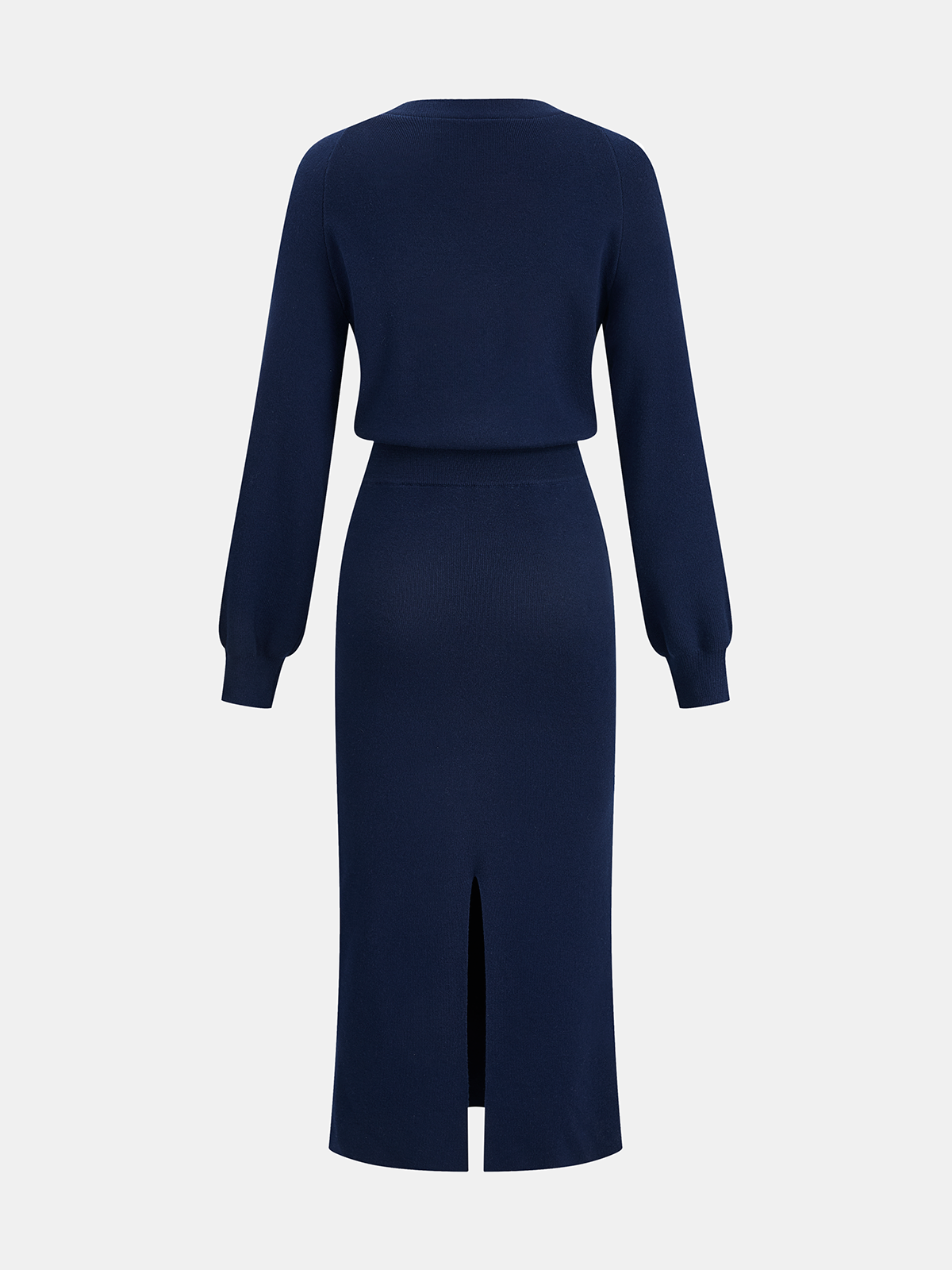 Wool-Blend V-Neck Knit Maxi Dress