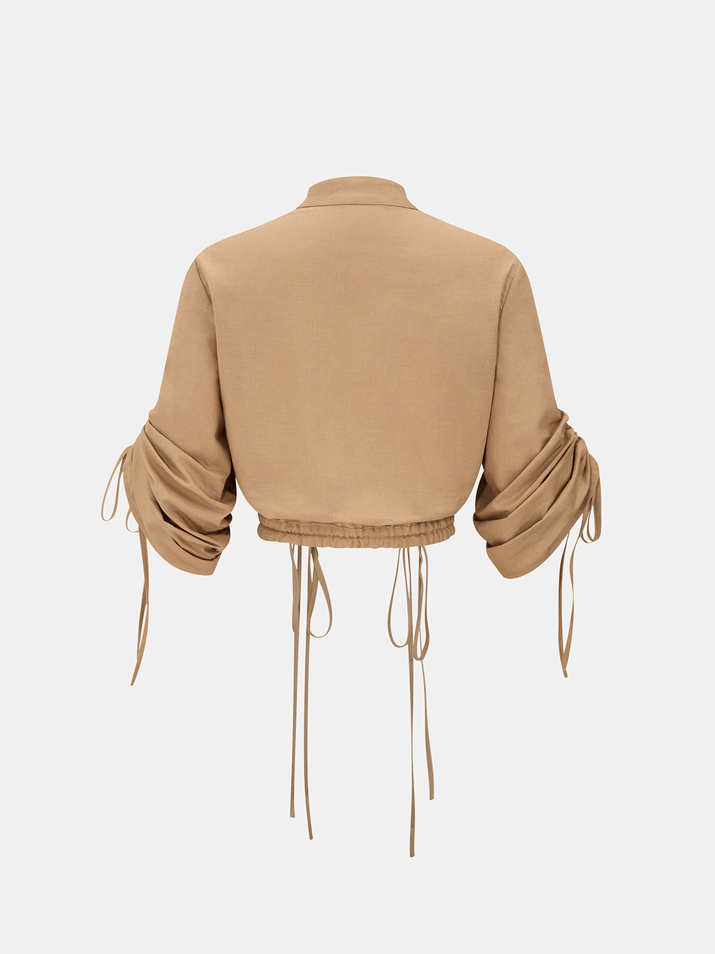 Linen-Cotton Drawstring Cropped Shirt