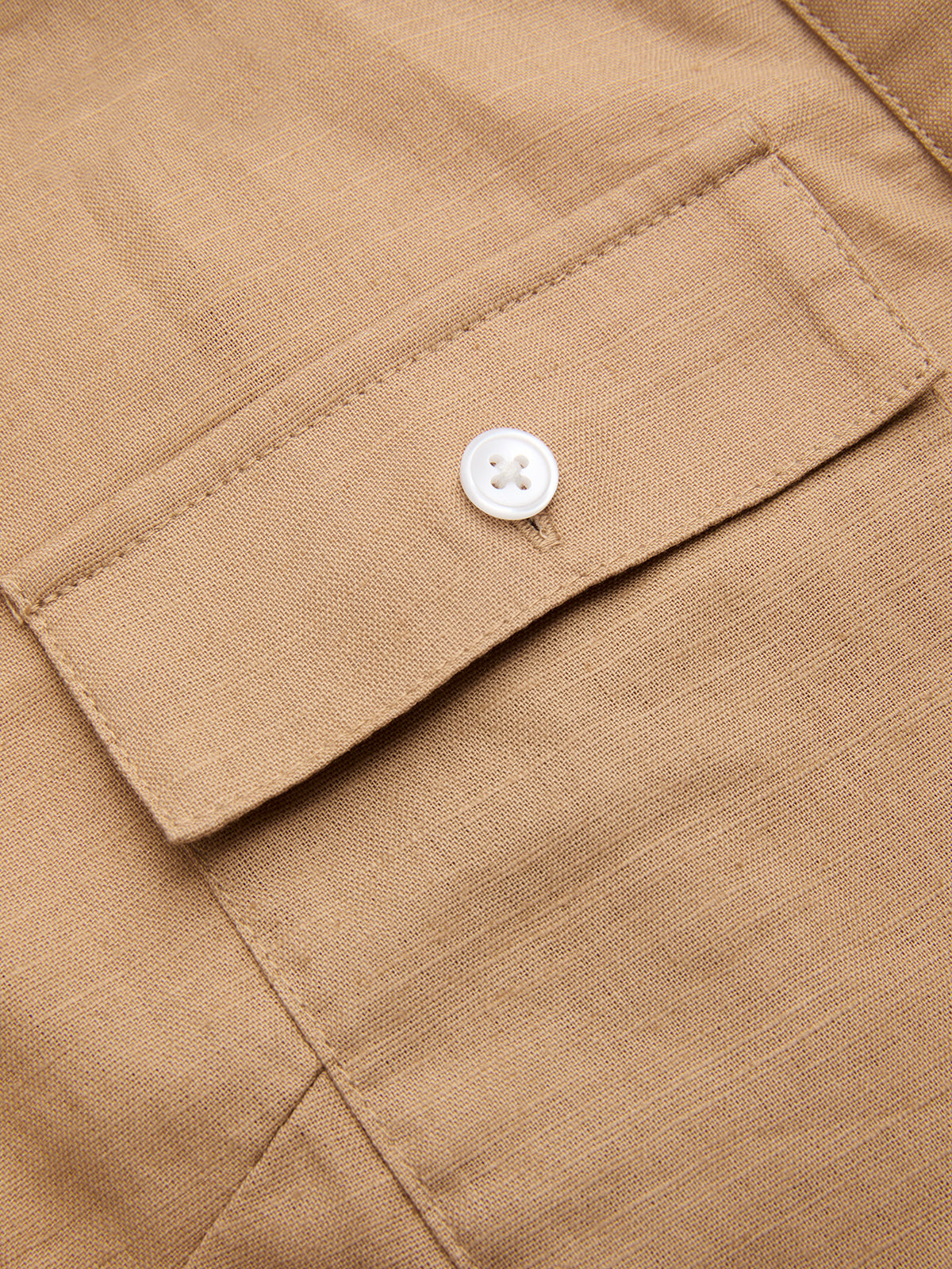 Linen-Cotton Drawstring Cropped Shirt
