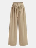 Mid-Waist Drawstring Wide-Leg Pants