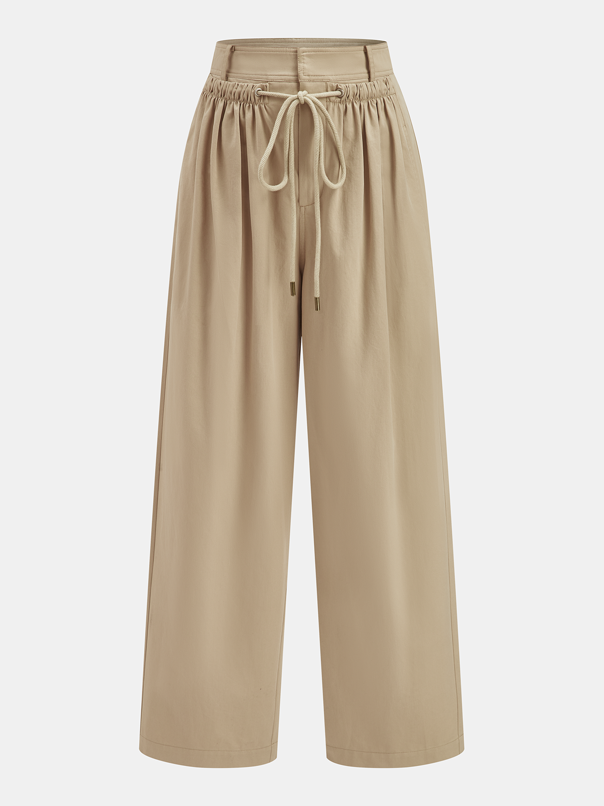 Mid-Waist Drawstring Wide-Leg Pants