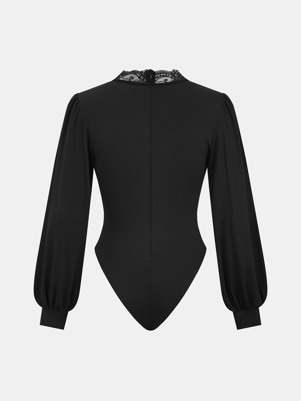 Lace Trim V-Neck Ruched Bodysuit