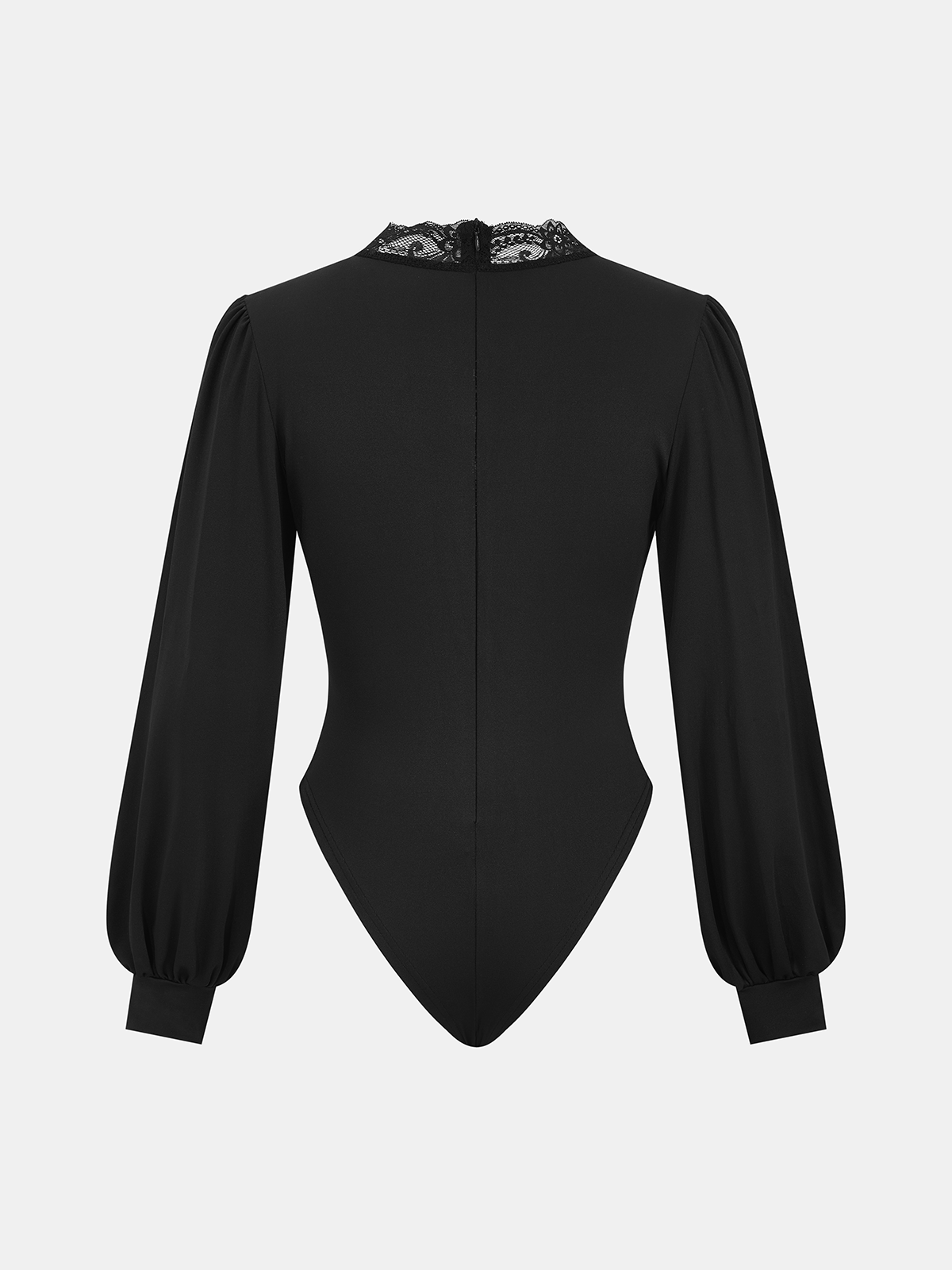 Lace Trim V-Neck Ruched Bodysuit