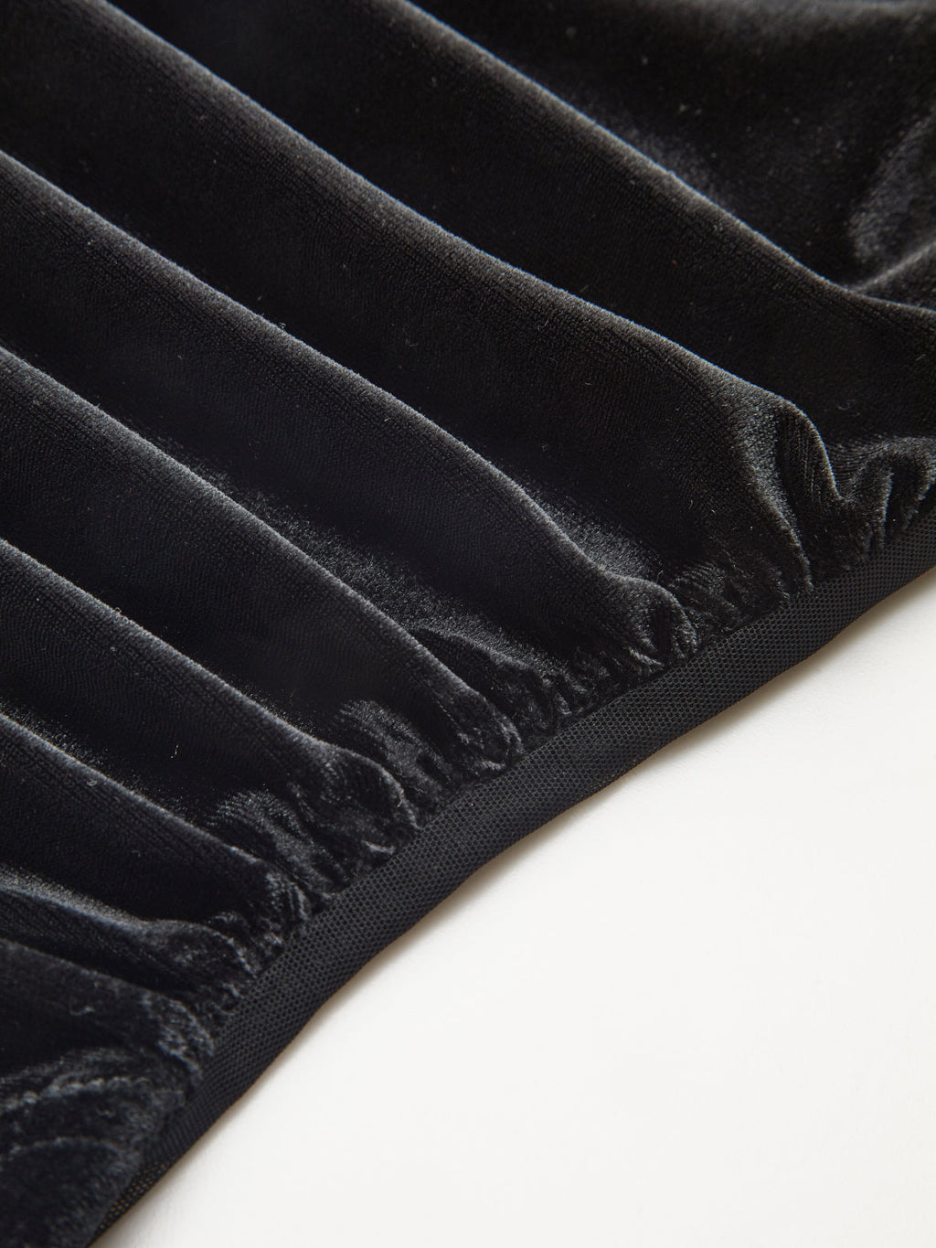 Sheer Mesh Panel Velvet Ruched Bodysuit