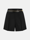Zipper Waistband Pleated Shorts