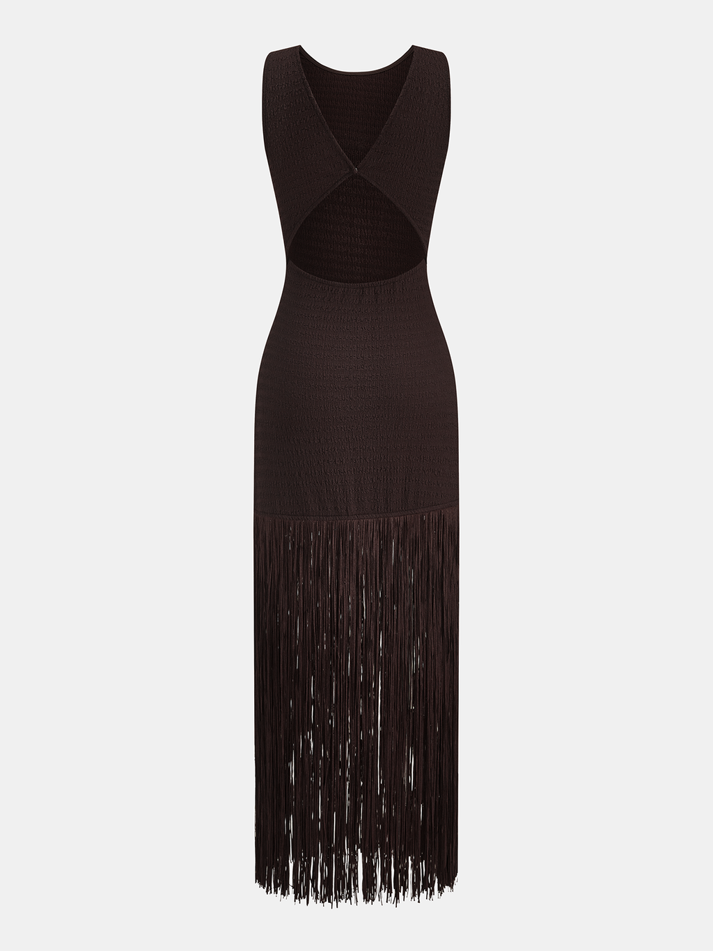 Sleeveless Fringe Hem Backless Midi Dress