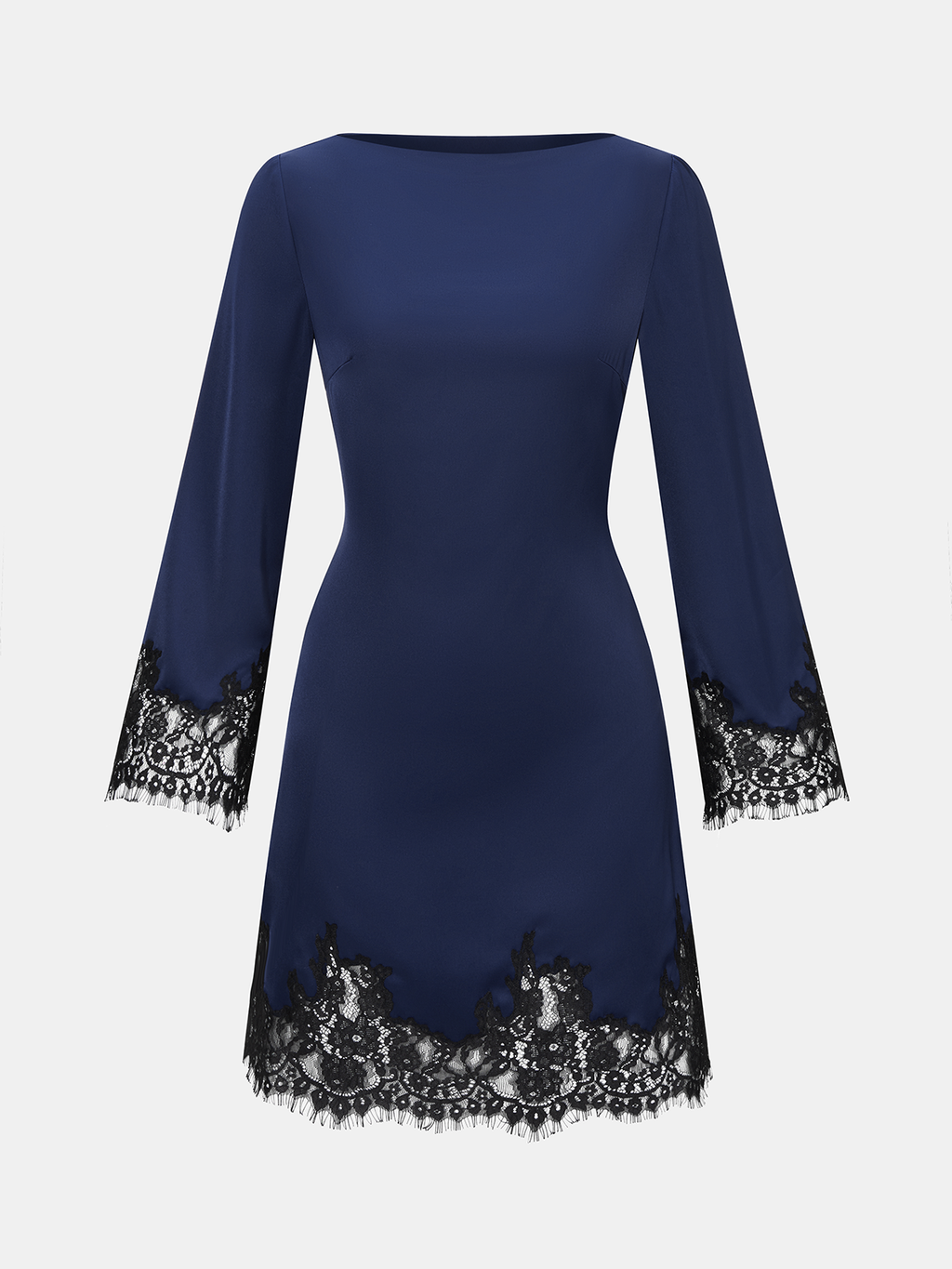 Lace Trim Satin Mini Dress