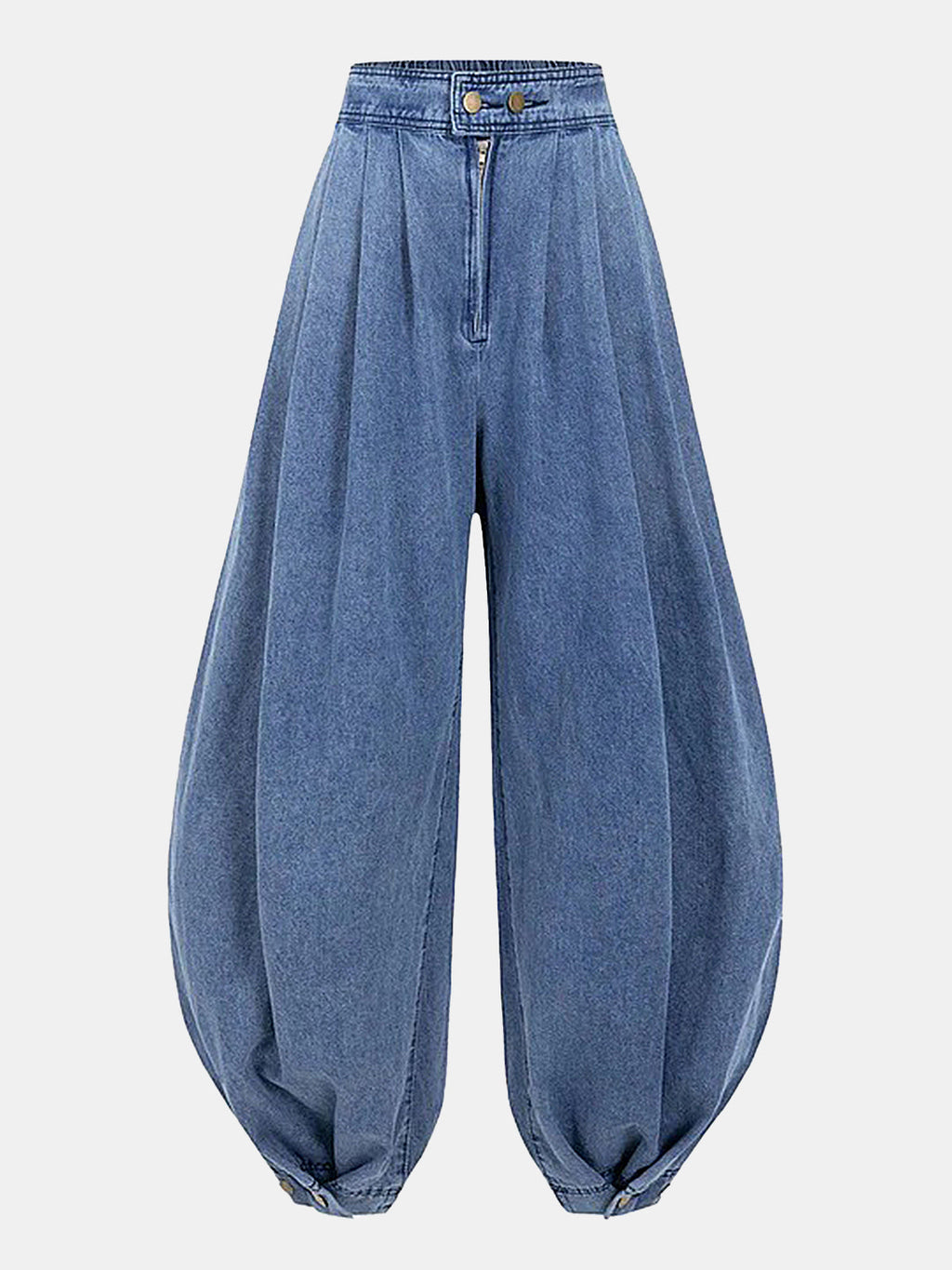 High-Waisted Balloon-Leg Denim Pants