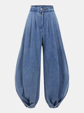 High-Waisted Balloon-Leg Denim Pants