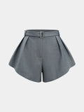 Belted Tailored Pleated Shorts