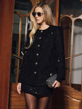 Sequin-Embellished Tweed Blaze & Mini Skirt Set