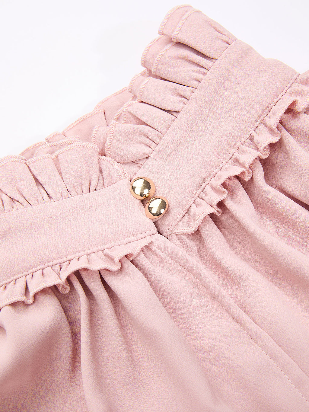 Ruffled Turtleneck Puff-Sleeve Crop Blouse