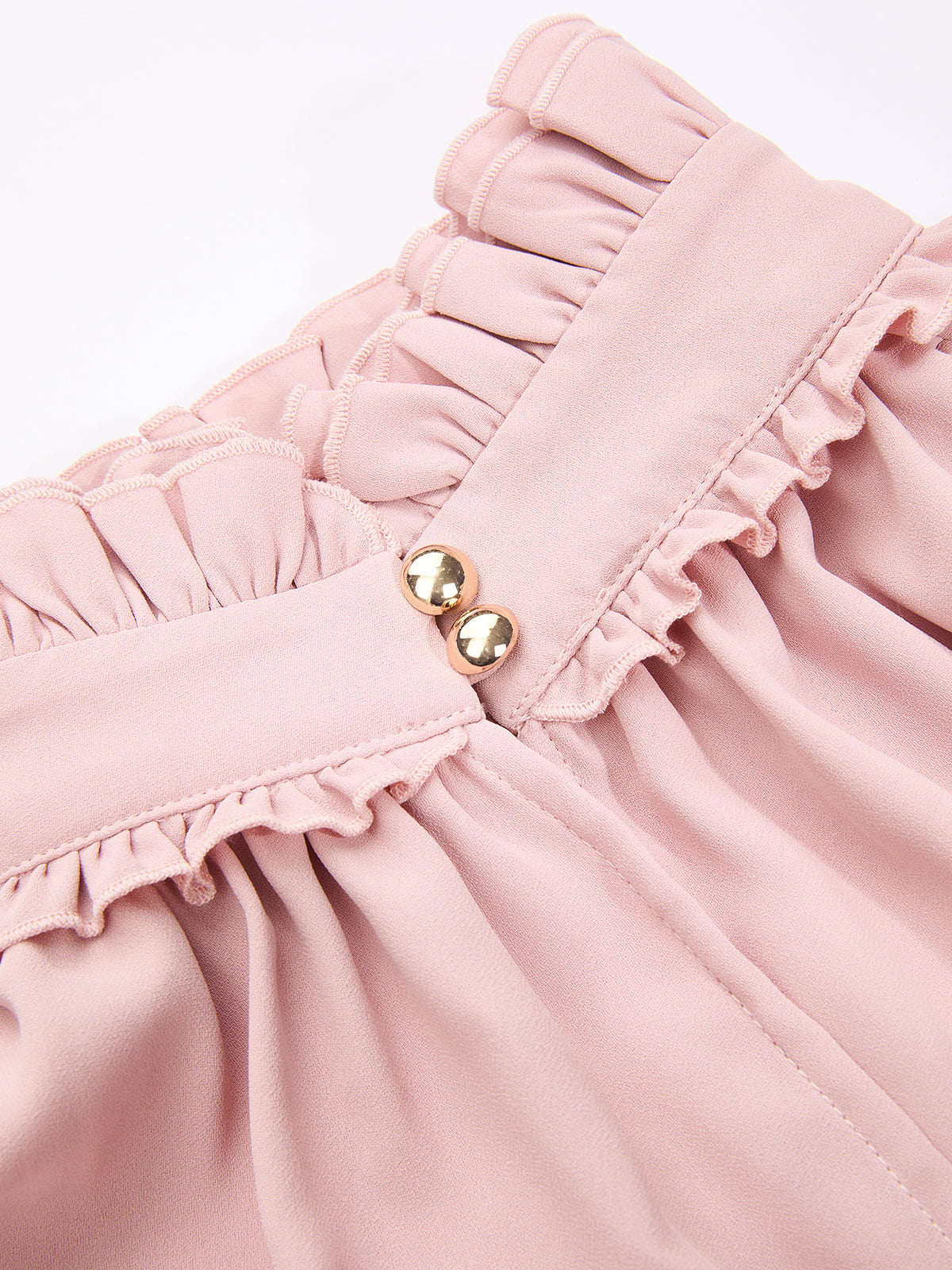 Ruffled Turtleneck Puff-Sleeve Crop Blouse