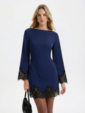 Lace Trim Satin Mini Dress