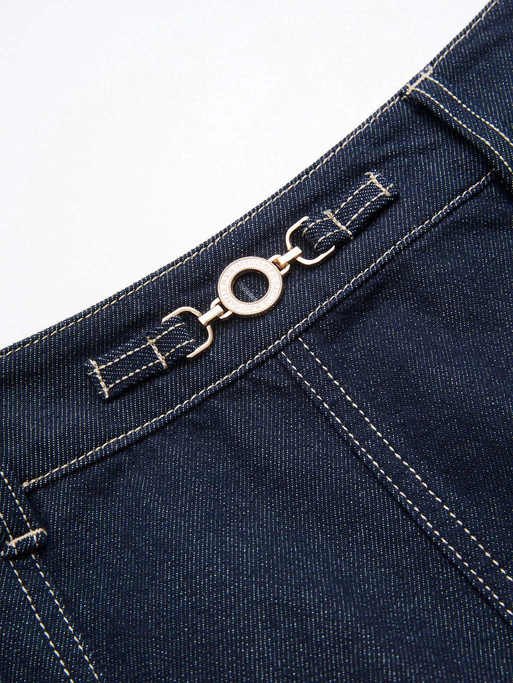 Denim Mid-Waist Split Midi Skirt