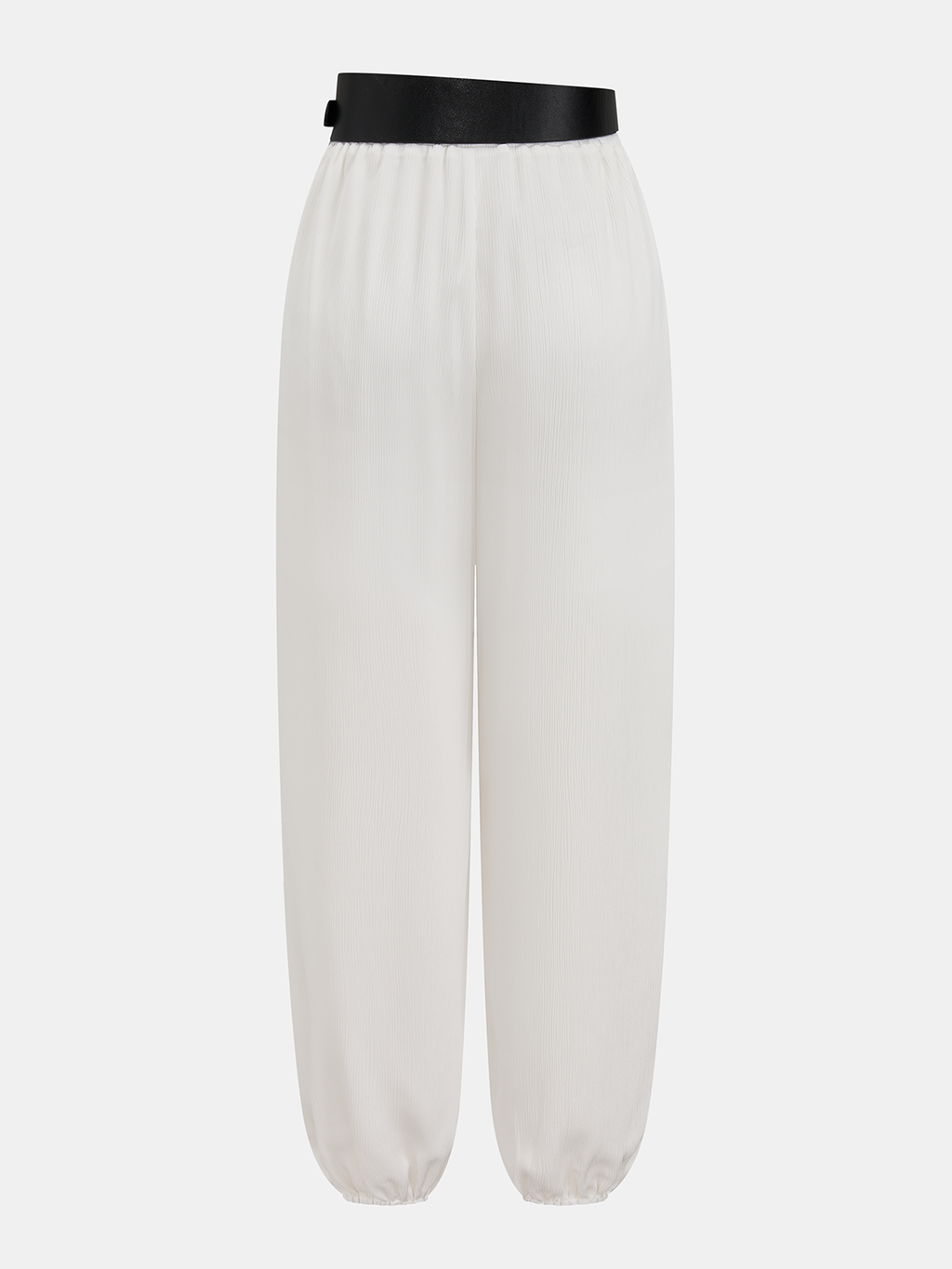Faux Leather Waistband Jogger Pants