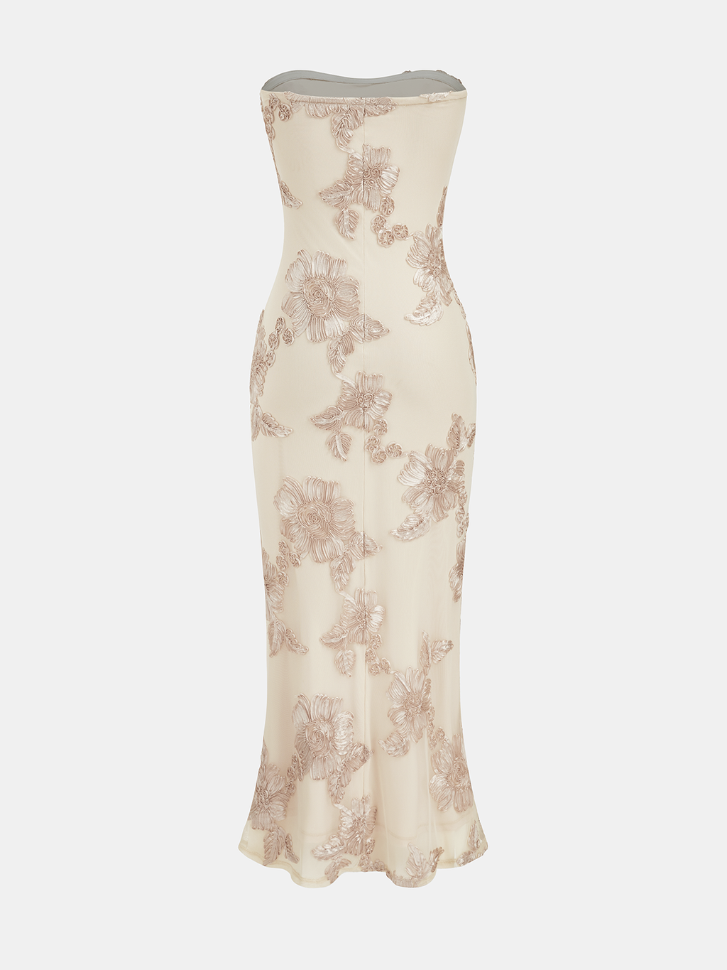 Strapless Floral Applique Mermaid Dress