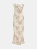 Strapless Floral Applique Mermaid Dress
