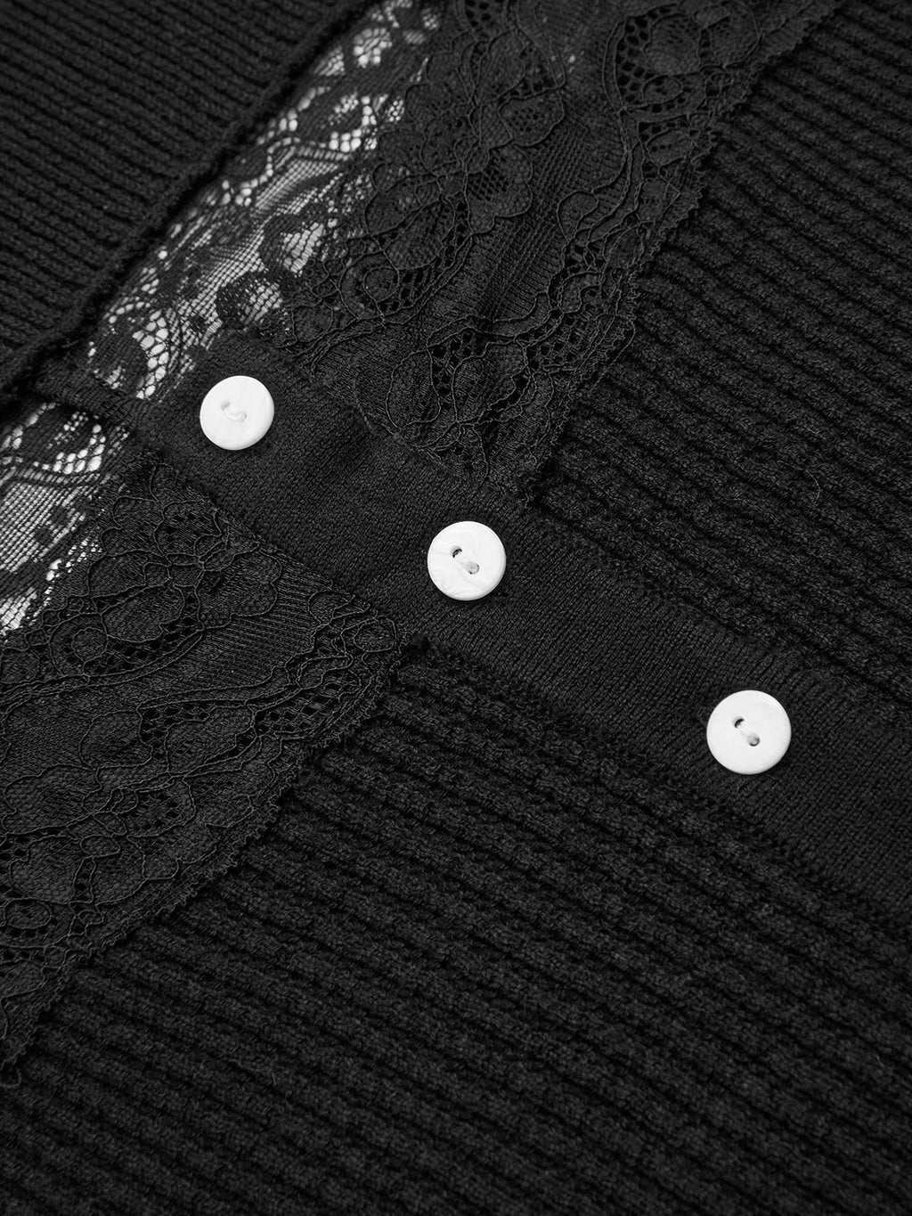 Lace Panel Square Neck Ribbed Knit Top
