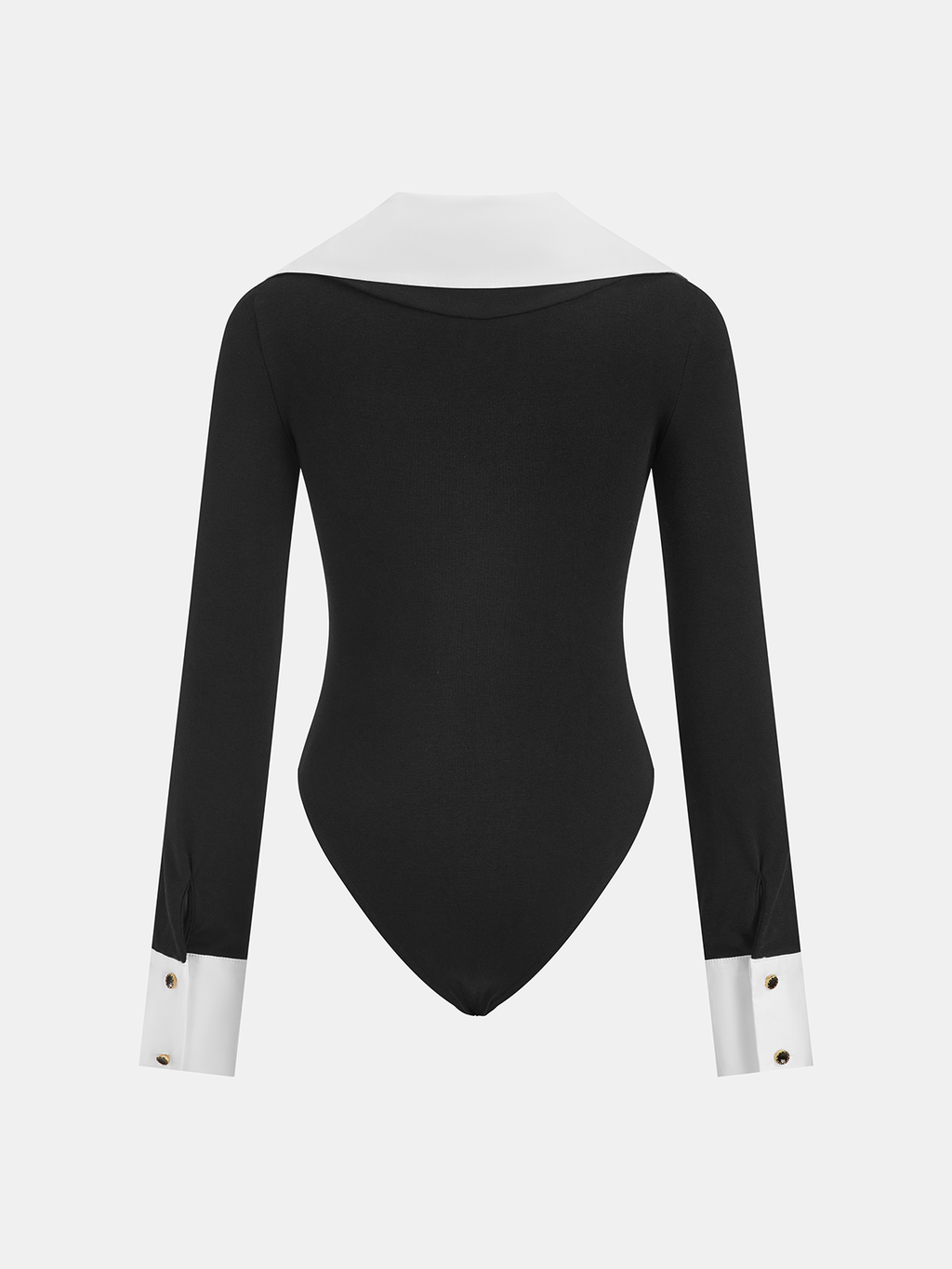 Contrast Collar Long-Sleeve Bodysuit