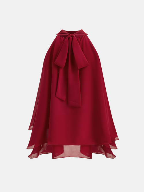 Chiffon Layered Ruffled Asymmetric Blouse