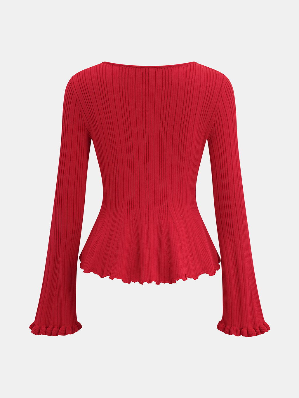 Tie-Front Texture Knit Peplum Top