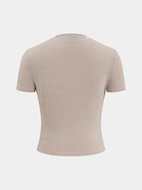 Cotton Asymmetric Ruched Short-Sleeve Top
