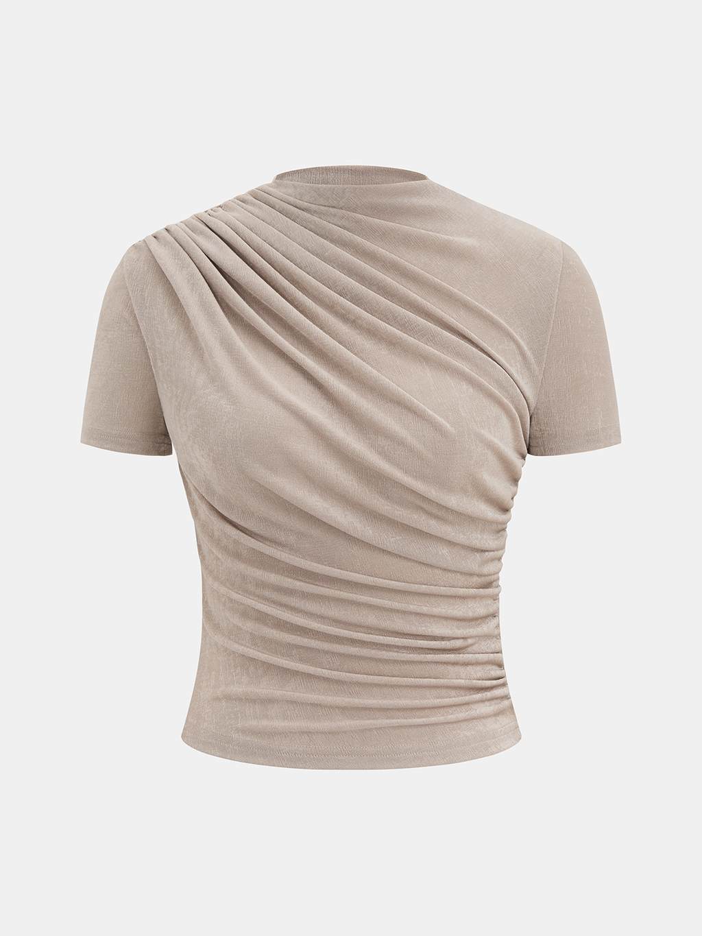 Cotton Asymmetric Ruched Short-Sleeve Top