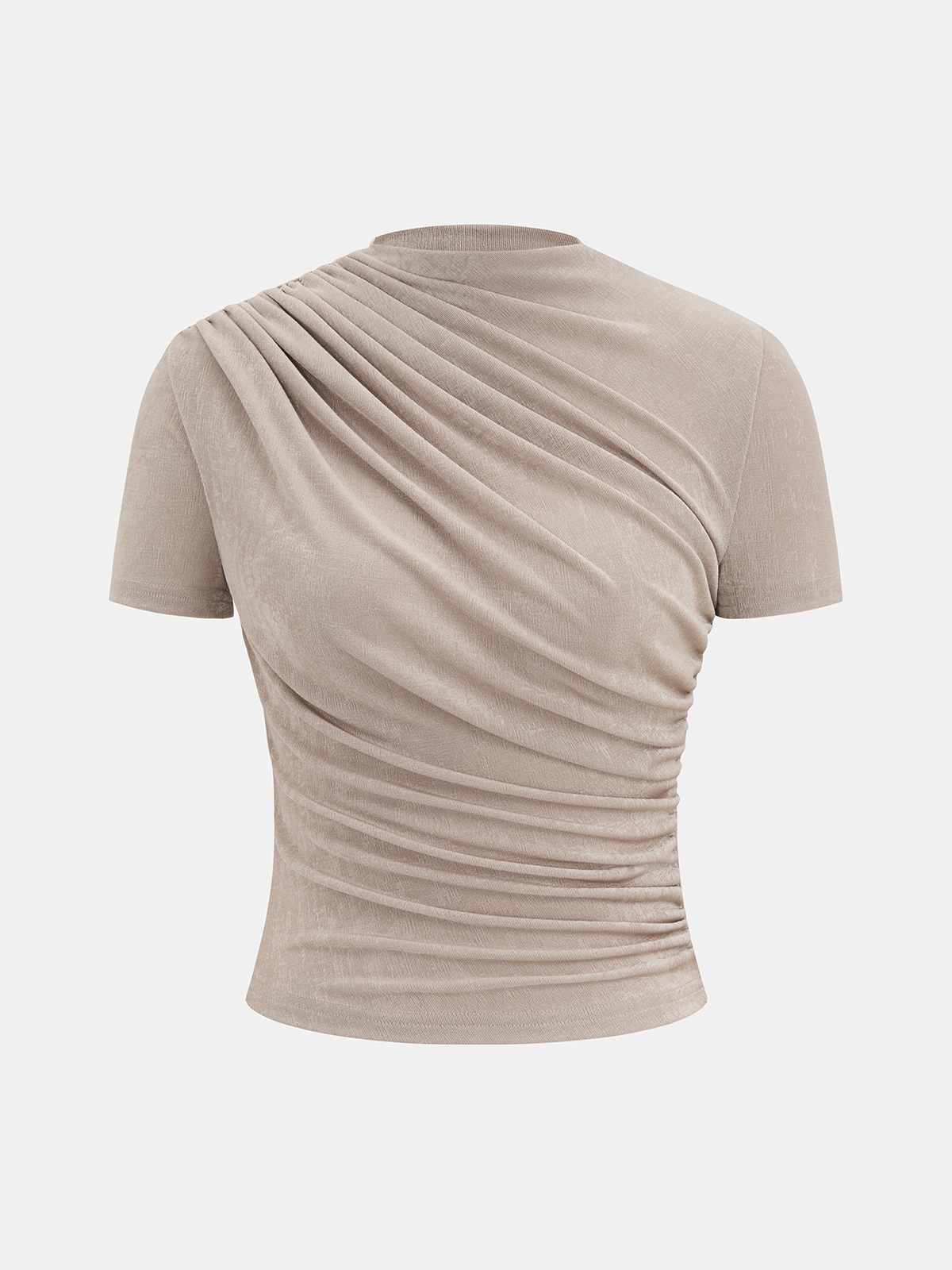 Cotton Asymmetric Ruched Short-Sleeve Top
