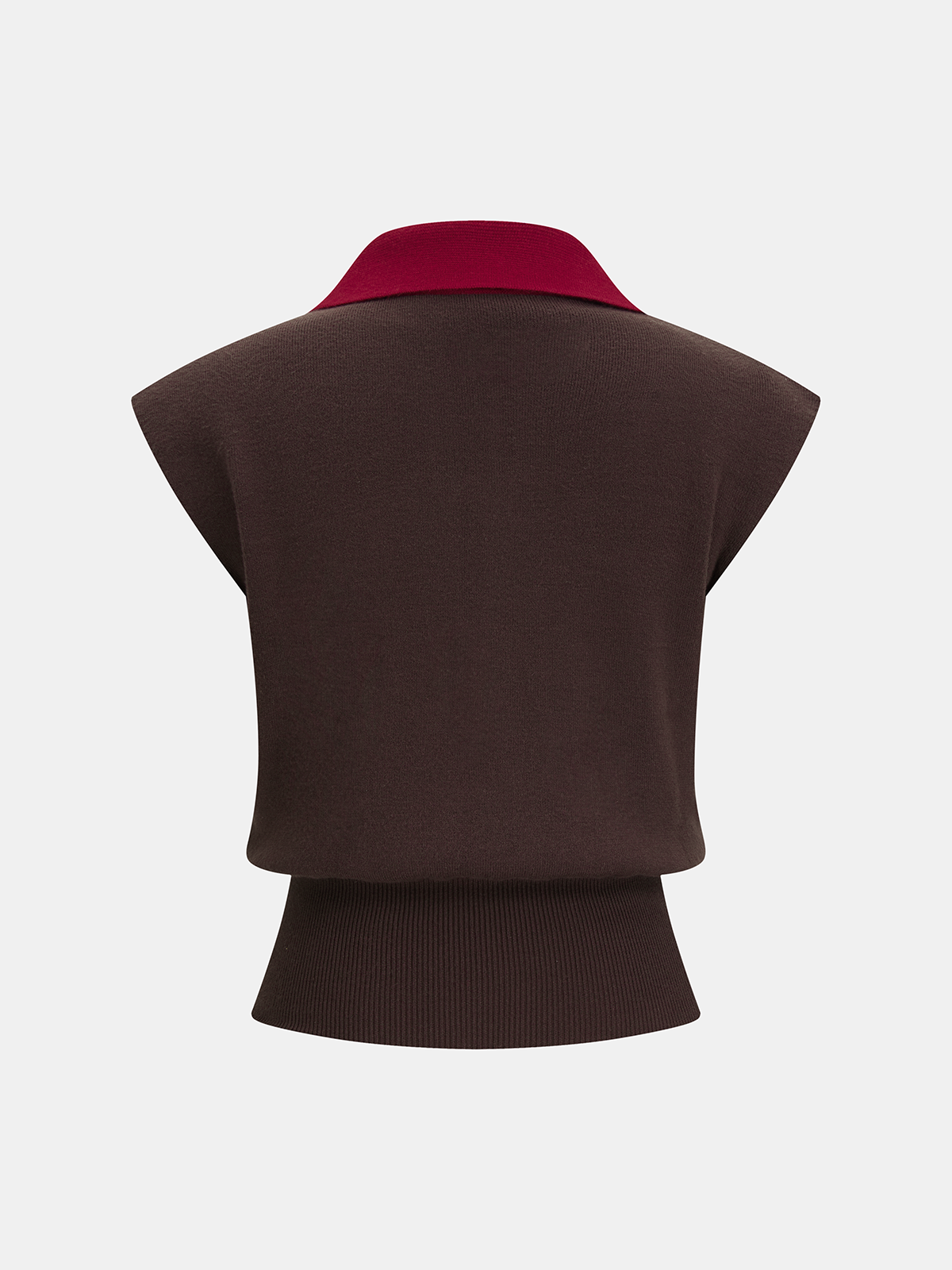 Contrast Collar Horsebit Knit Sleeveless Top
