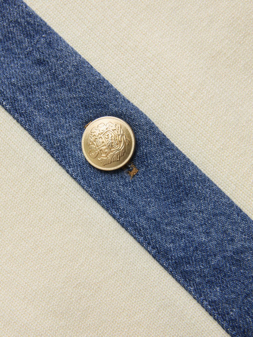 Denim Panel Metal Button Sleeveless Vest