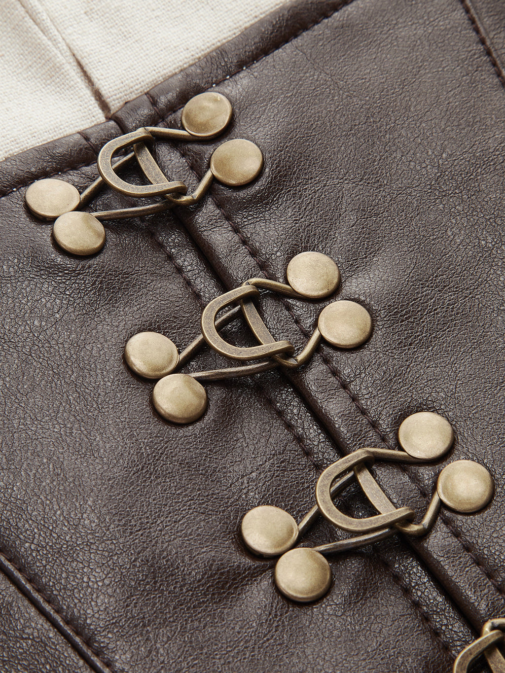 Faux Leather Corset Panel Cotton-Linen Shirt